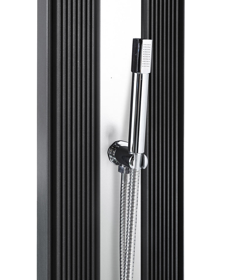 Doccia Solare Ibrida da Giardino 40L Miscelatore e Doccetta Lavapiedi Antracite/Inox