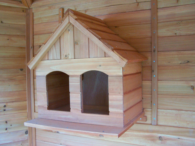 Voliera da Esterno Esagonale Ø2,3 m con Ingresso in Legno Naturale 