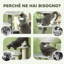 Albero Tiragraffi per Gatti con Casetta Ripiani e Letto 60x39x87 cm in Peluche e Sisal Grigio 