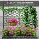Fioriera con Grigliato per Rampicanti con 3 Vasi 84x30x107 cm in Acciaio e Rattan PE Grigio