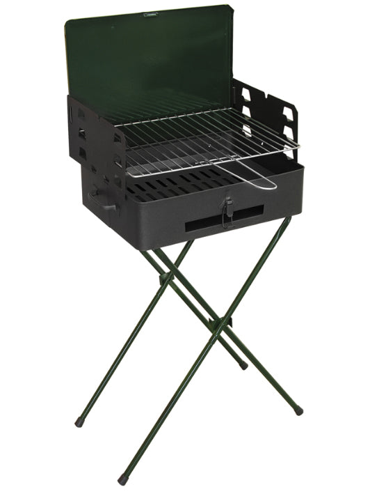 acquista Holzkohlegrill Holzkohle tragbar 42x31x77 cm Schwarz und Grün