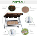 Dondolo da Giardino 2 Posti in Metallo Marrone 