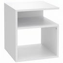 Tavolino Moderno da Salotto 35x35x41,5 cm con 3 Ripiani Aperti Rivestimento in Melamina Bianco      