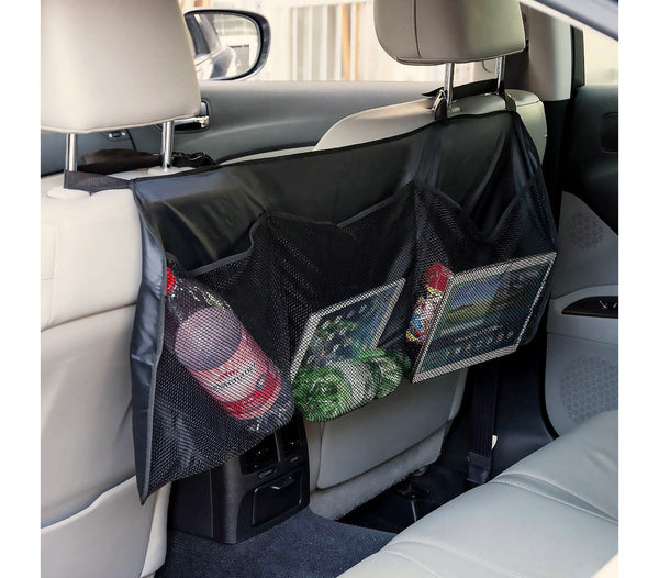 Auto-Rücksitz-Organizer 3 Taschen aus schwarzem Stoff acquista