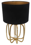 Lampada da Tavolo Glam Ball Ø38x62 cm in Ferro Plastica e Poliestere Nero e Oro
