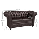 Divano 2 Posti 160x84x80 cm in Similpelle Marrone