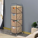 Mobile a Colonna da Bagno 4 Cesti in Alga Marina e Ferro naturale 20x20x78 cm 