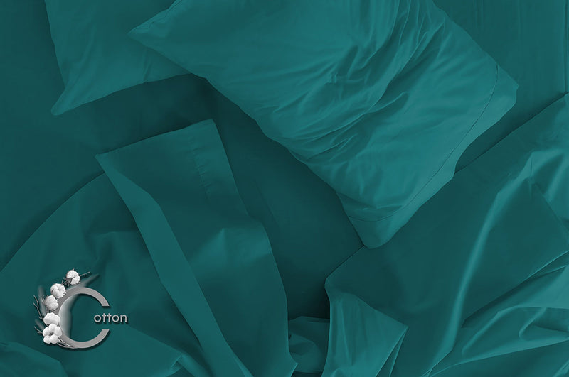 Set Lenzuola Matrimoniale Sopra Sotto e Federe Tinta Unita Verde Bottiglia