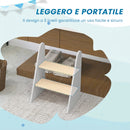 Sgabello Montessori per Bambini 3-8 Anni a 2 Gradini 43x30x55 cm con Bordi Arrotondati in MDF e Multistrato Bianco      