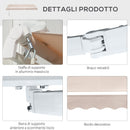 Tenda da Sole Avvolgibile a Parete 3x2,5m in Alluminio e Poliestre Beige