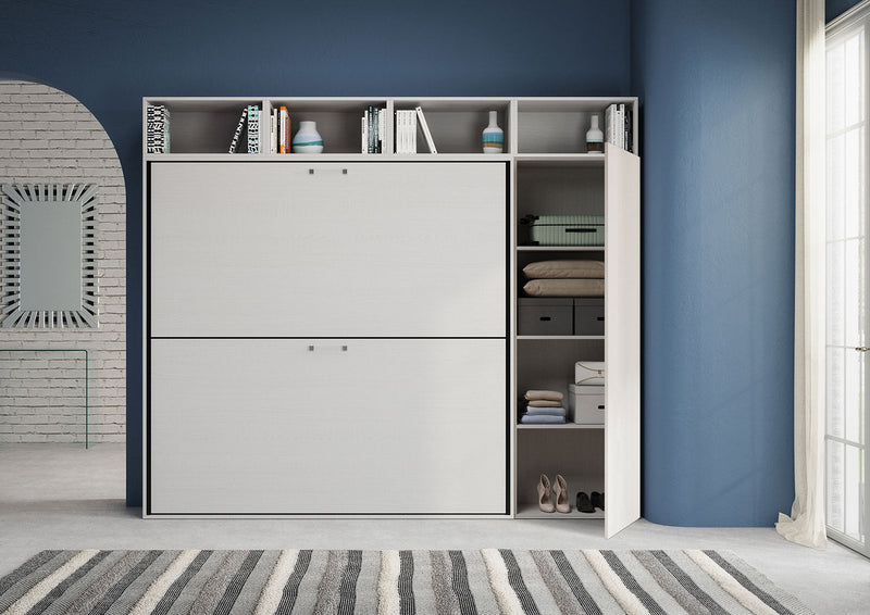 Letti Singoli a Scomparsa Composizione I Kando H223,1 Bianco Frassino 