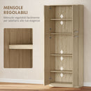 Mobile Contenitore Minimal 59x31x155 cm con 2 Armadietti e Mensole Regolabili in Legno Rovere      