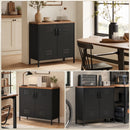 Credenza Stile Industriale 80x40x80 cm a 2 Ante con Ripiano Regolabile in Metallo Nero      