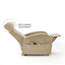 Poltrona Alzapersona Elettrica 2 Motori 74x85x160 cm in Tessuto Beige
