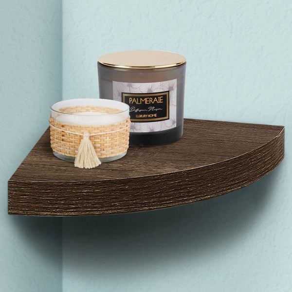 acquista Mensola Parete Angolare Scaffale Ripiano ad Angolo in Legno MDF Noce 24x4cm