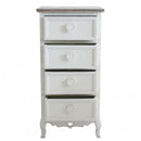 Cassettiera Cuore 4 Cassetti 44x34x90 h cm in Legno di paulownia Bianco