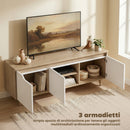 Mobile TV 55" Max a 3 Sezioni 120x35x45,5 cm con Ripiano Regolabile in Legno Bianco e Rovere      