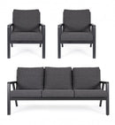 Set Salotto da Giardino Divano 2 Poltrone con Cuscini Truman Antracite