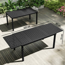 Tavolo da Giardino Allungabile 225x85x75 cm per 6-8 persone in Alluminio con Piano a Doghe Nero      