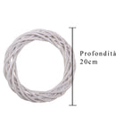 Set 9 Coroncine Bianche di Rattan Larghezza 20 cm
