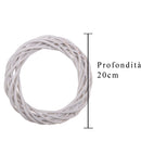 Set 9 Coroncine Bianche di Rattan Larghezza 20 cm