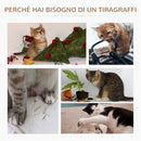 Albero Tiragraffi Gatti a 3 Livelli in Peluche Sisal Naturale Grigio Ø40x65 cm 