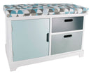Panca da Ingresso in Legno 2 Cassetti Cuscino Imbottito 70x35x46 cm Naomi Bianca