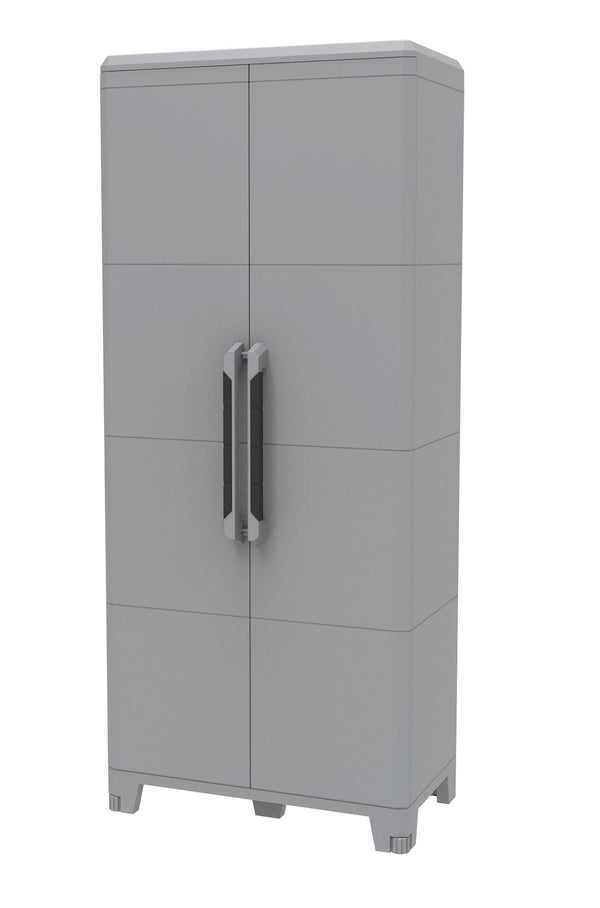 acquista Armadio Portascope Modulare da Esterno 78x43,6x184,4 cm 2 Ante 3 Ripiani in Polipropilene Transforming Grigio e Nero