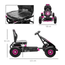 Go Kart a Pedali per Bambini 5-12 Anni 121x58x61 cm in Metallo e PP Rosa e Nero   