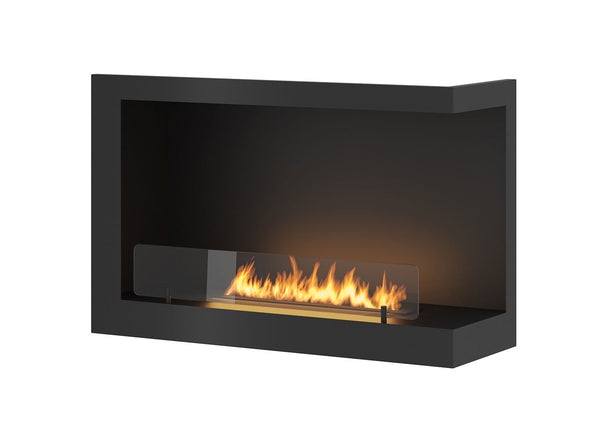 Bioethanol-Einbaukamin 84 x 54 cm mit Glasinnenseite P800 V1 Rechte Ecke Schwarz prezzo