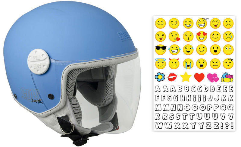 Casco Demi-Jet per Bambini Visiera Lunga CGM Varadero Smile 206S Azzurro Opaco