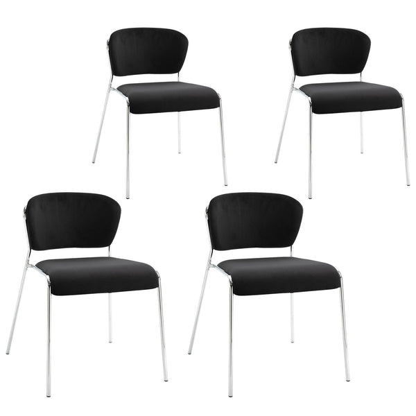 prezzo Set mit 4 Stühlen aus schwarzem Metall und Polyester