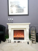 Camino Elettrico da Pavimento 80x100x33 cm Effetto Fiamma 1500W Torino mini Bianco