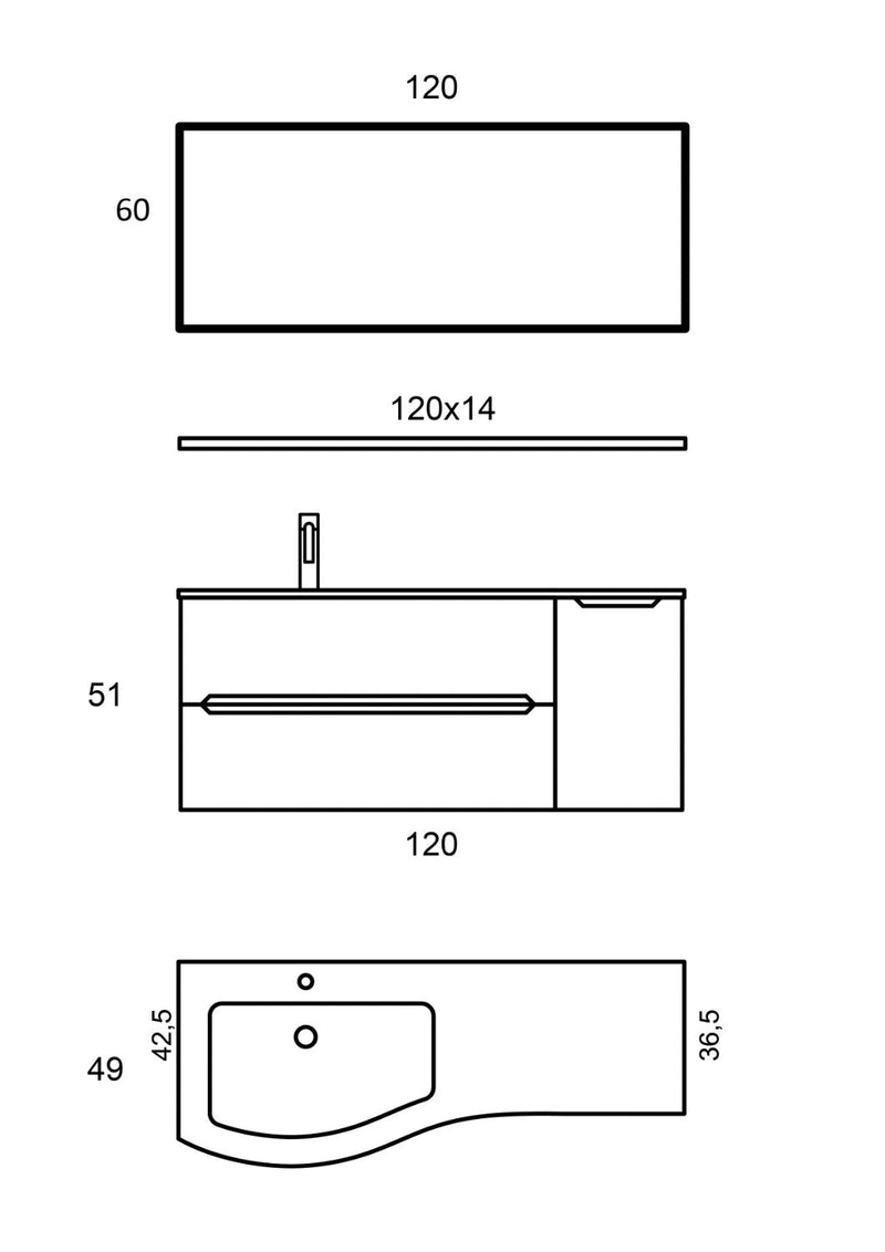 Mobile Bagno Sospeso 121,5cm TFT Swing Rovere Scuro D