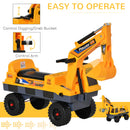 Escavatore Ruspa Cavalcabile 90x28x58 cm per Bambini Giallo