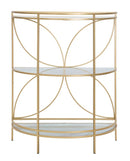 Mobiletto Glam Shelf 70x35x85 cm in Ferro MDF e Vetro Oro e Multicolor