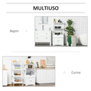 Mobiletto da Bagno con Mensole 2 Ante 1 Cassetto 60x33x122,5 cm in Legno Bianco
