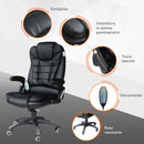 Sedia Poltrona Massaggiante da Ufficio 62x68x121 cm con Riscaldamento in Similpelle Nero