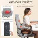 Sedia da Ufficio Operativa Massaggiante a 4 Punti con Riscaldamento 65x70x111-119 cm Tessuto Vellutato Grigio  