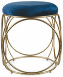 Sgabello Tondo Ø40x46 cm in Ferro e Velluto Soriani Blu