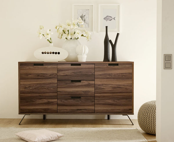 Sideboard Wohnzimmermöbel 2 Türen 3 Schubladen 82x156x50cm TFT Palm Nussbaum prezzo