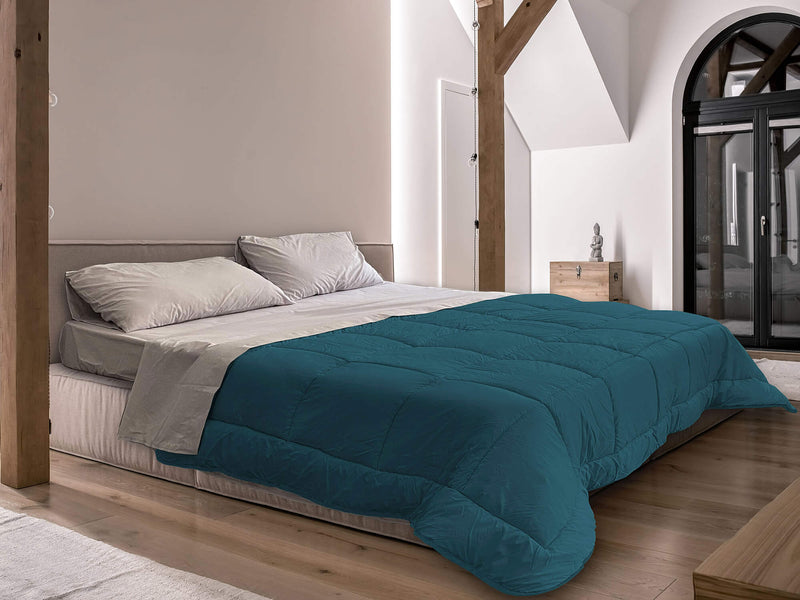 Trapunta Invernale in Microfibra 300gr Double Face Petrolio\/Acqua Varie Misure