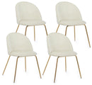 Set 4 Sedie 49x55x77 cm in Poliestere Effetto Velluto Bianco