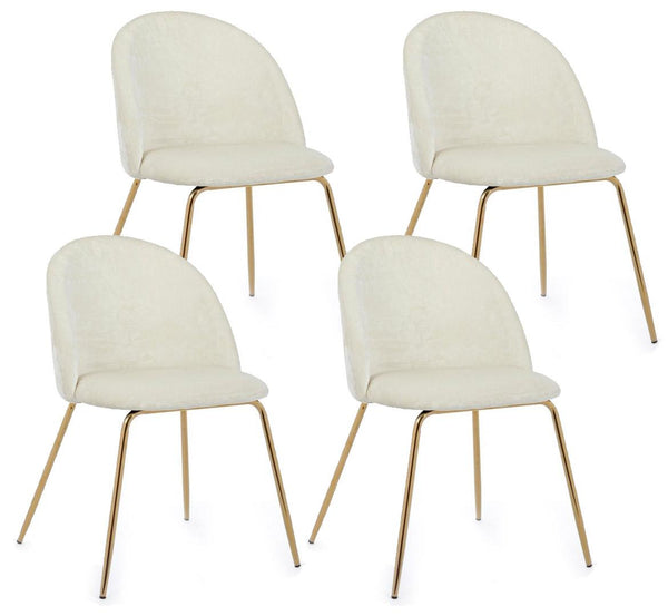 sconto Set mit 4 Stühlen 49 x 55 x 77 cm aus weißem Polyester mit Samteffekt