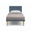 Letto 1 Piazza e Mezza con Rete Rivestita Microfibra Blu Tessis Testata Button Varie Misure