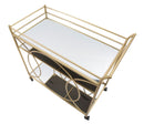 Carrello Infinity 80x40x80 cm in Ferro MDF e Specchio Oro