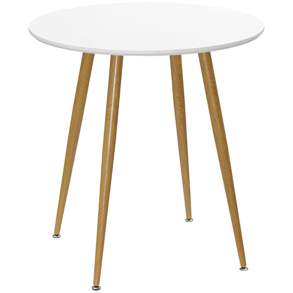 acquista Runder Esstisch für 2 Personen Ø72x75 cm aus MDF und Weiß und Holzfarbenem Metall