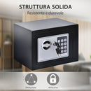 Cassaforte a Mobile Elettroinica a Batteria 23x17x17 cm in Acciaio Nera