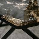 Tavolino da Salotto 81x70x51,2 cm Piano Effetto Marmo in MDF e Acciaio Nero