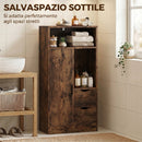 Mobile Bagno Slim 50x25x100 cm con Cassetti e Scomparti Aperti in Truciolato Marrone Rustico      